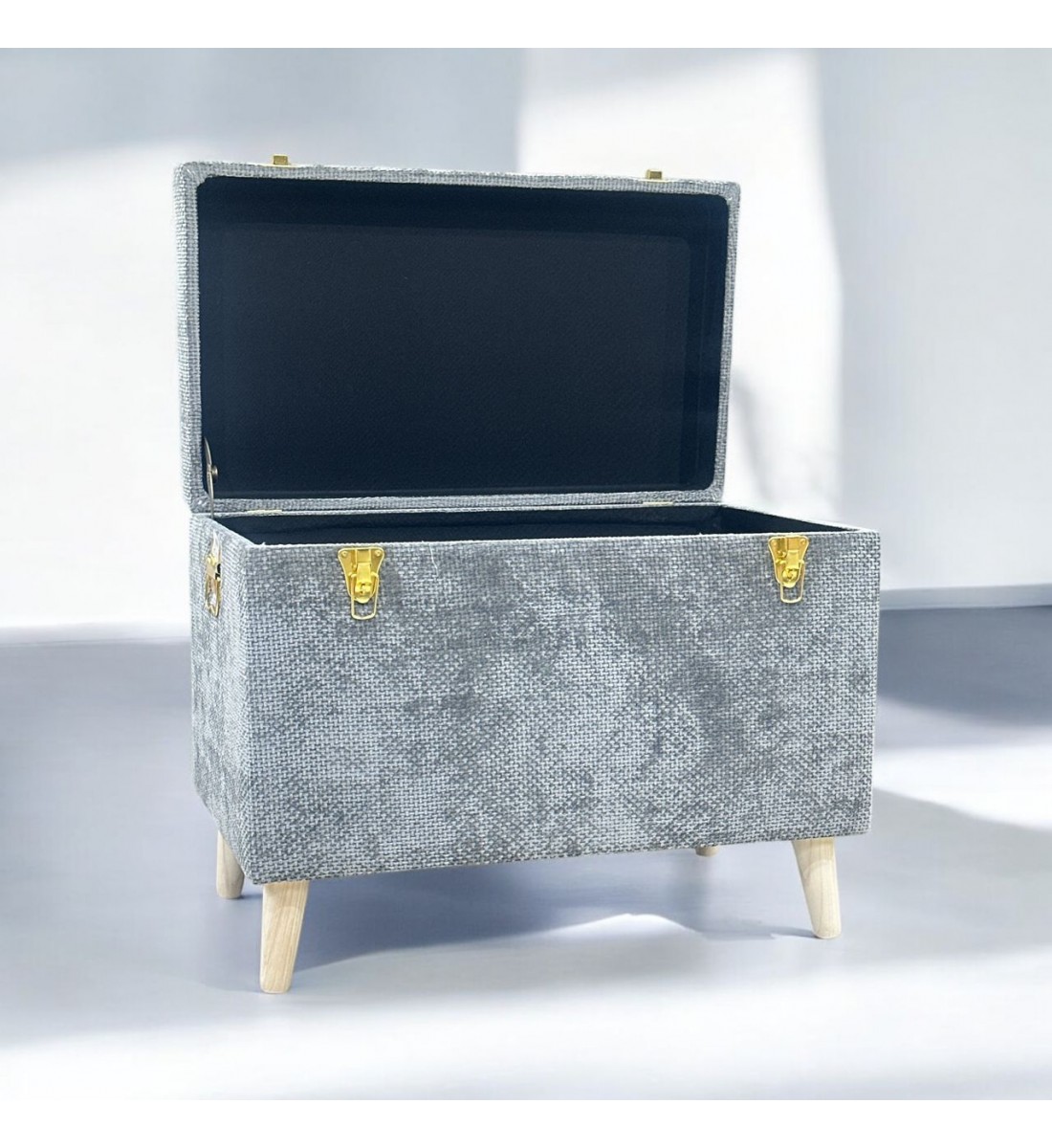 مقعد صندوق  سجاد بوكليه  رمادي 70×40×56سم 