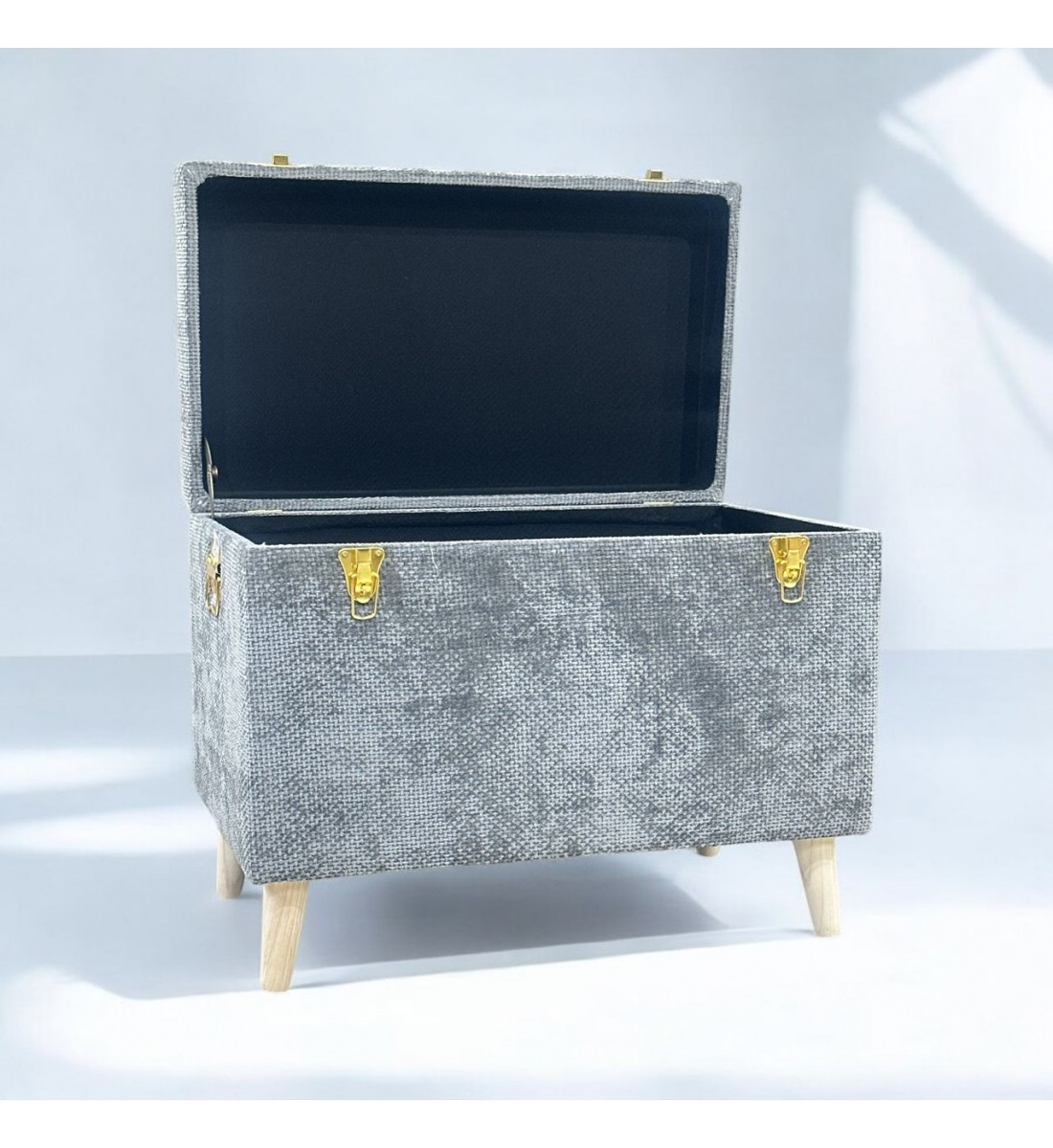 مقعد صندوق  سجاد بوكليه  رمادي 70×40×56سم 