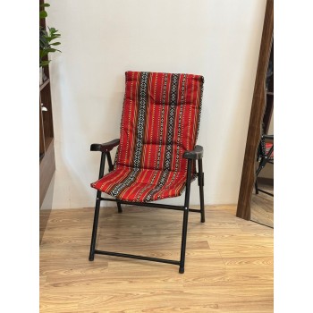 كرسي قابل للطي للأماكن الخارجية احمر مخطط