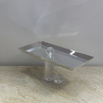 صحن تقديم ضيافة فاخر من المعدن ستيل بقاعده اكرلك 30×14×15سم 