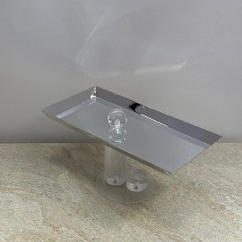 صحن تقديم ضيافة فاخر من المعدن ستيل بقاعده اكرلك 30×14×15سم 