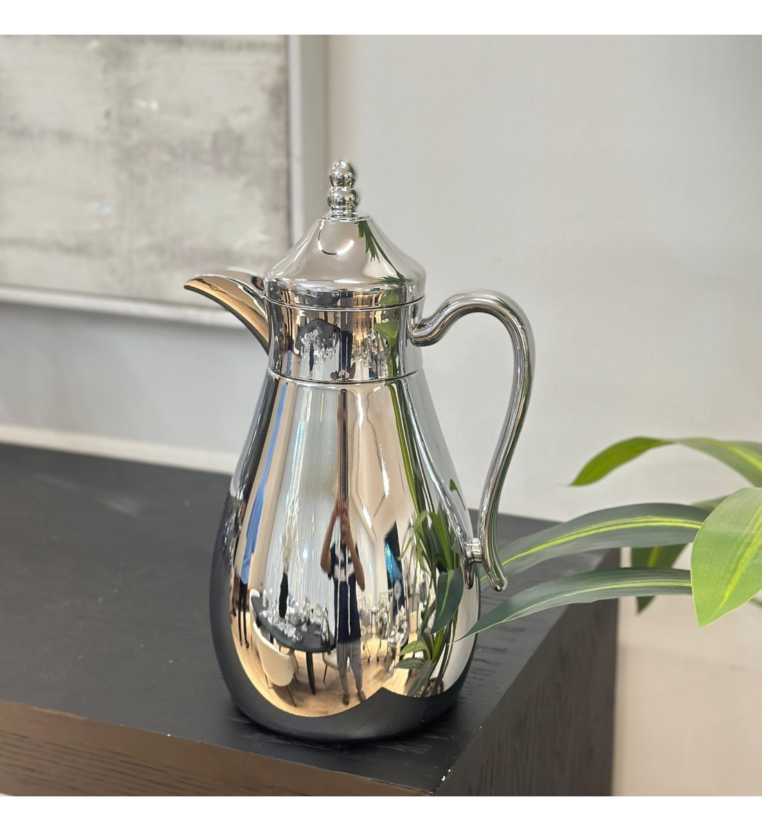 ترمس قمر استيل زجاج كروم   1لتر