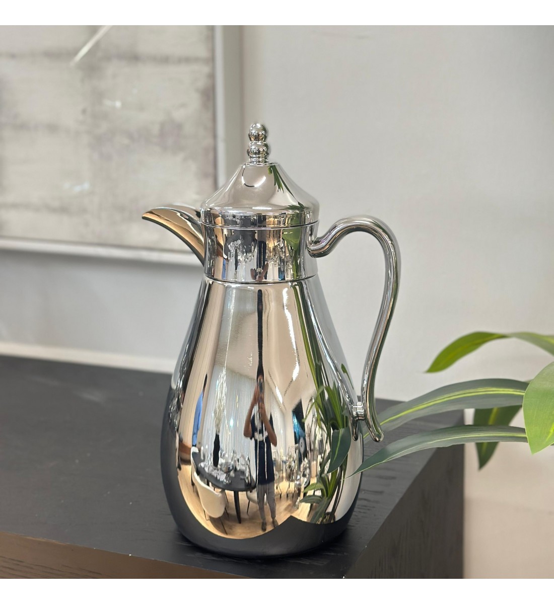 ترمس قمر استيل زجاج كروم   1لتر