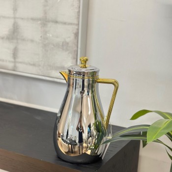 ترمس قمر استيل كروم *ذهبي  زجاج لونين 1لتر 