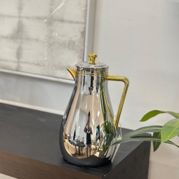 ترمس قمر استيل كروم *ذهبي  زجاج لونين 1لتر 