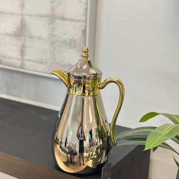 ترمس قمر استيل كروم *ذهبي  زجاج لونين 1لتر 