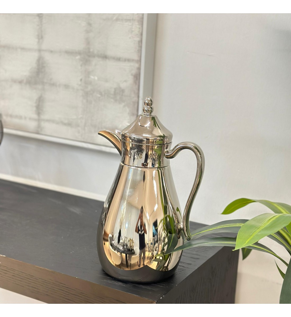 ترمس قمر استيل *فضي كروم زجاج 1لتر 