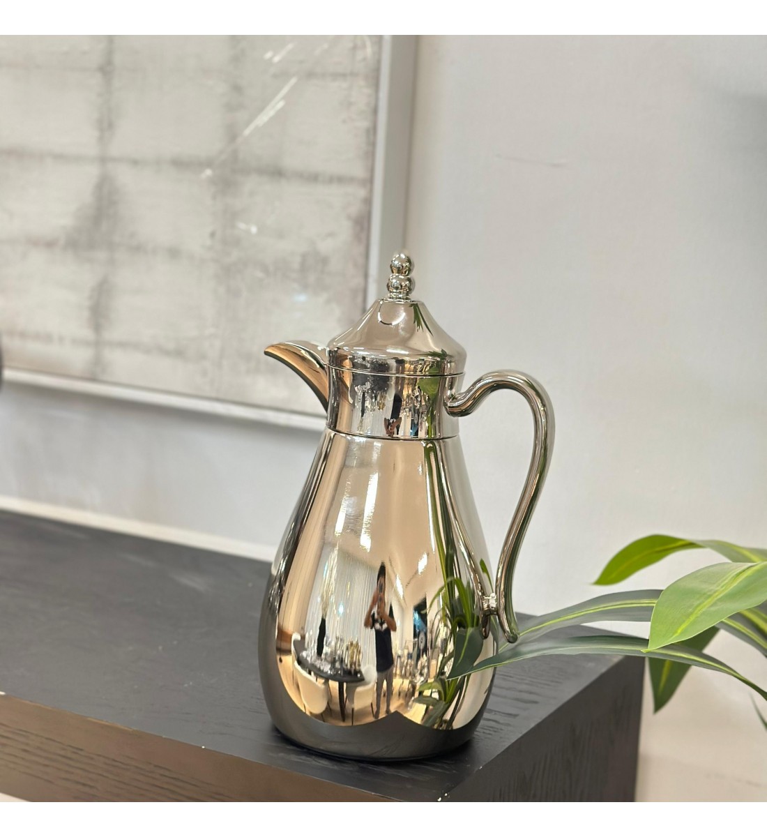 ترمس قمر استيل *فضي كروم زجاج 1لتر 