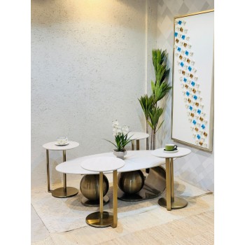 طقم طاولات  تقديم  سيراميك وسط 4+1