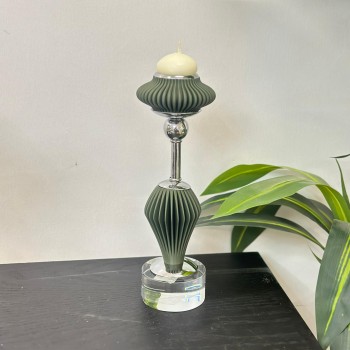 شمعدان اخظر اكرلك اخظر تصميم انيق30×5×5سم 