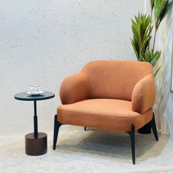 Royal Design Comfortable Swivel Lounge Chair in Orange Leather
