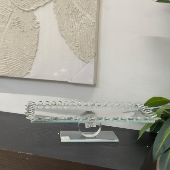 صحن تقديم بتميز فاخر وانيق زجاج شفاف 44×24×10سم 