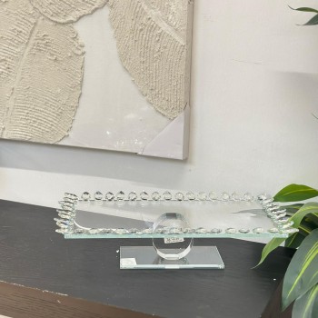 صحن تقديم بتميز فاخر وانيق زجاج شفاف 44×24×10سم 