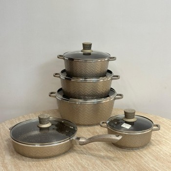  طقم قدور جرانيت  ذهبي فاتح 10قطع 