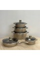  طقم قدور جرانيت  ذهبي فاتح 10قطع 