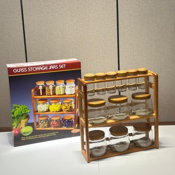 طقم بهارات أنيق بتصميم خشبي فاخر – لمسة تنظيم ولمعان في مطبخك! 