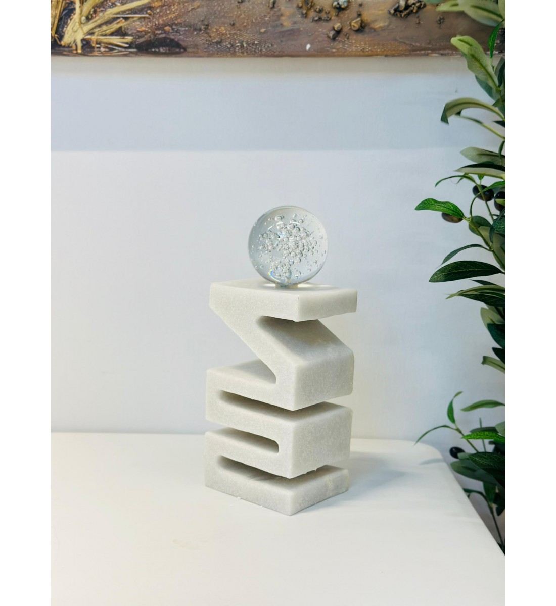 تحفة ديكور على شكل برج كره بلوري - مناسة لديكور المنزل 30×11×11سم 