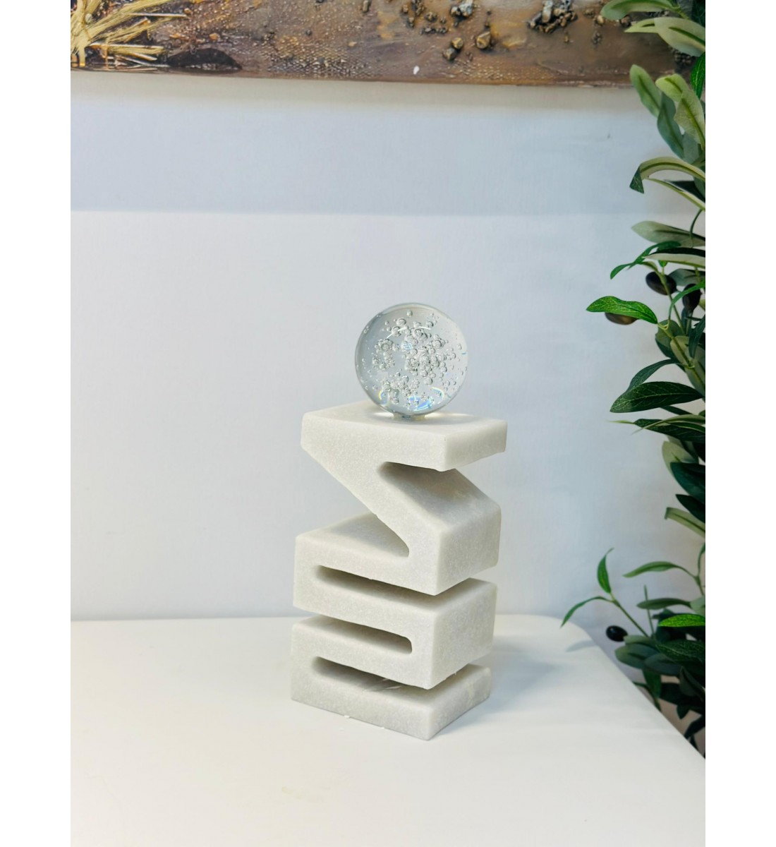 تحفة ديكور على شكل برج كره بلوري - مناسة لديكور المنزل 30×11×11سم 