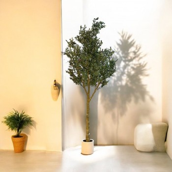 مركن ابيض  شجر  الزيتون تزيين صناعي  شكل حديث 3سم 