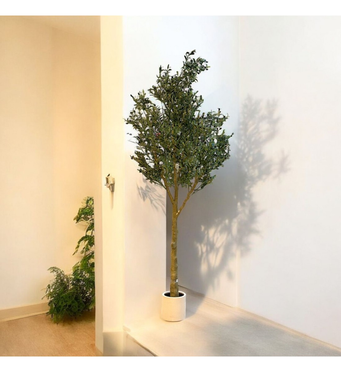 مركن ابيض  شجر  الزيتون تزيين صناعي  شكل حديث 3سم 