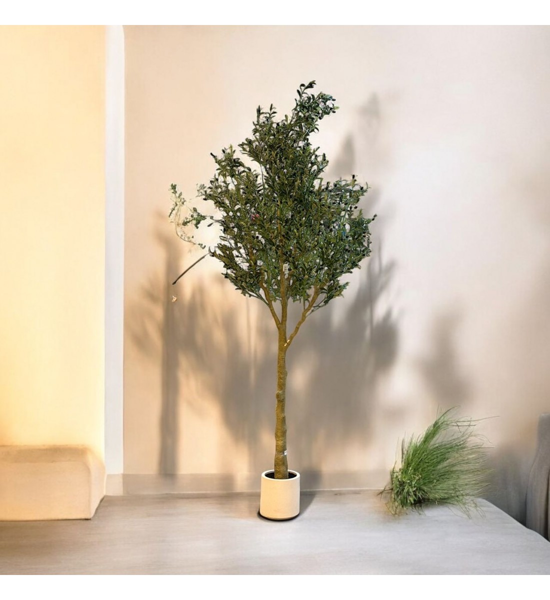 مركن ابيض  شجر  الزيتون تزيين صناعي  شكل حديث 3سم 