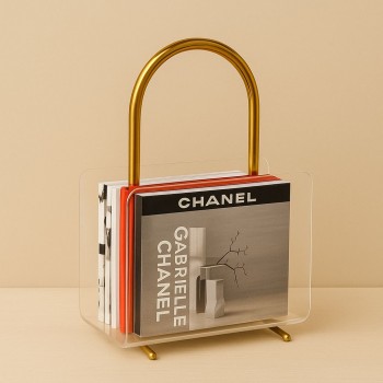 حامل مجلات عصري بتصميم راقٍ يجمع بين الشفافية الأنيقة للأكريليك40×22×28سم