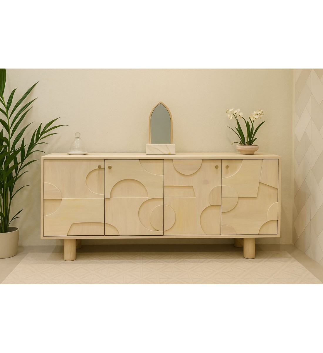 دولاب بوفيه حشب بيج 160×80×40سم دولاب بوفيه حشب بيج 160×80×40سم