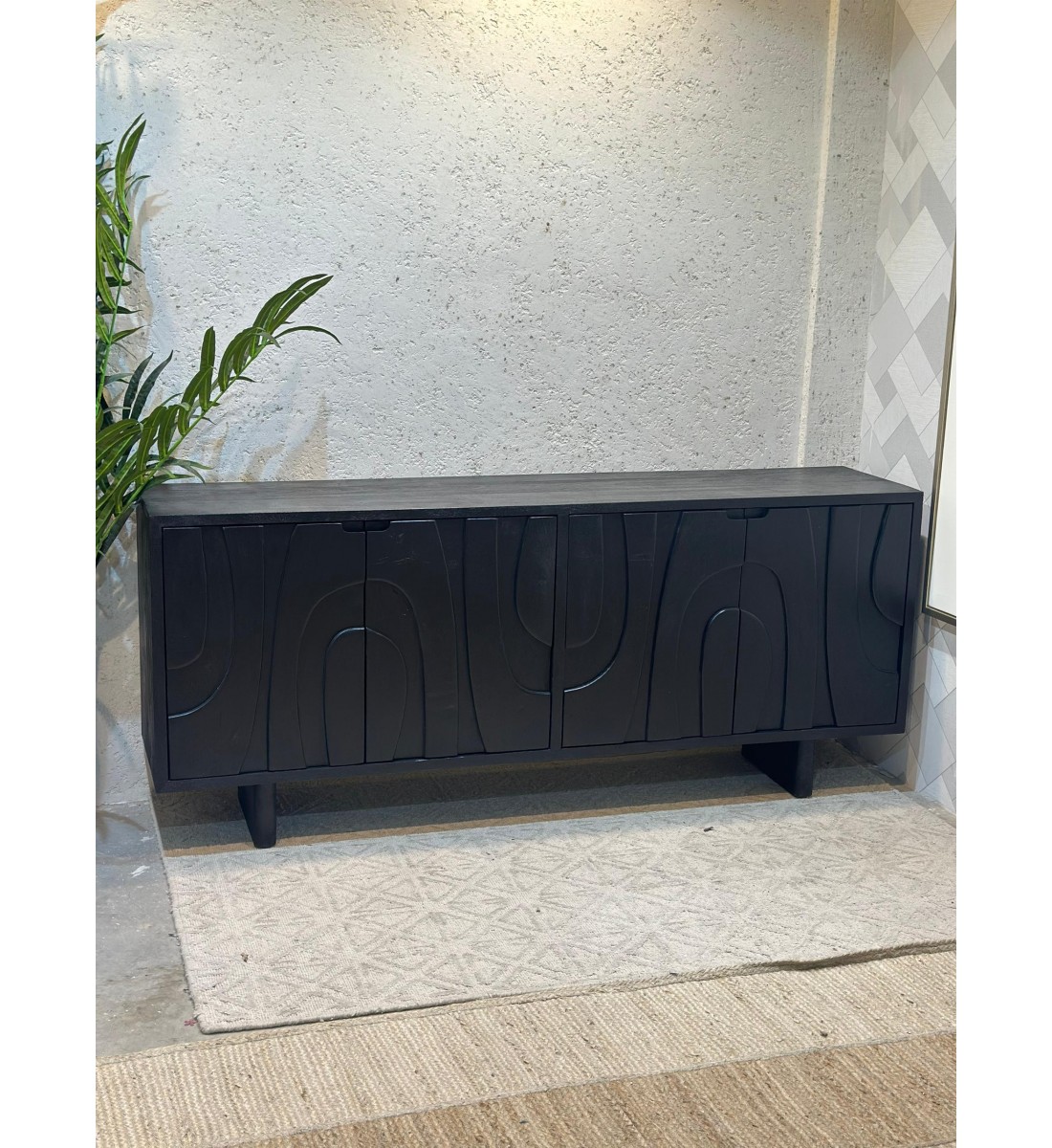 دولاب بوفيه حشب اسود 180×76×40سم دولاب بوفيه حشب اسود 180×76×40سم