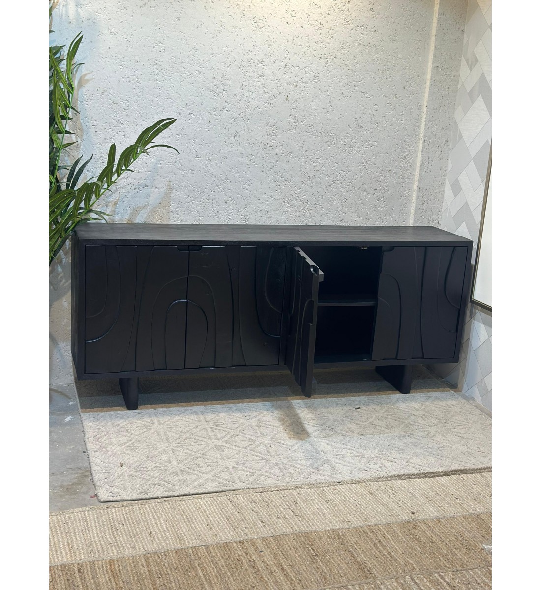 دولاب بوفيه حشب اسود 180×76×40سم دولاب بوفيه حشب اسود 180×76×40سم