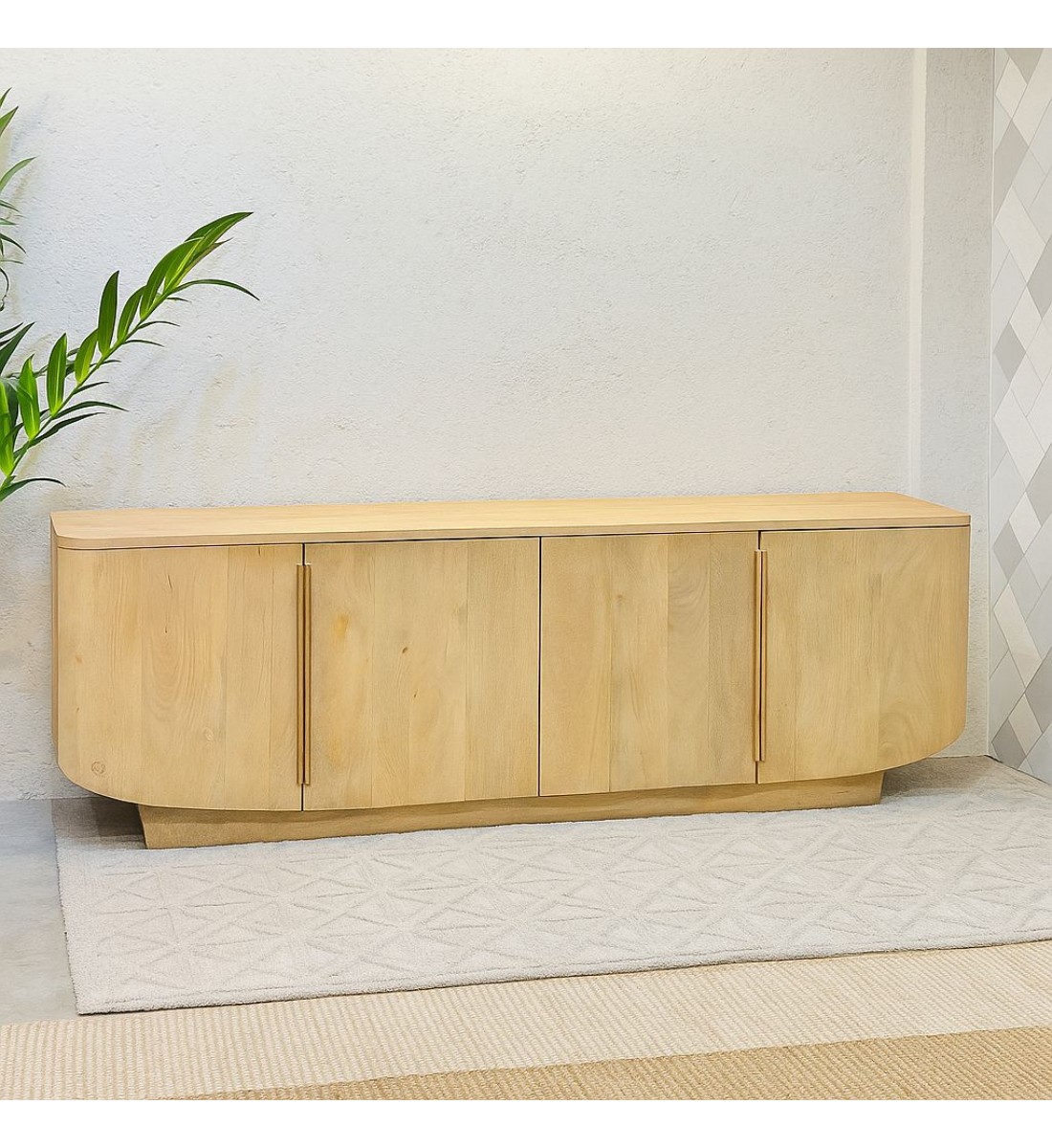 دولاب بوفيه  حشب بيج خشبي160×40×55سم 