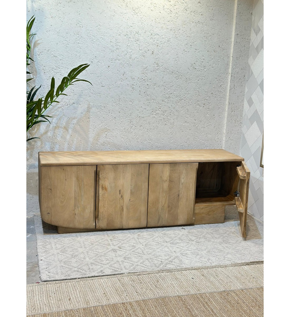 دولاب بوفيه  حشب بيج خشبي160×40×55سم 