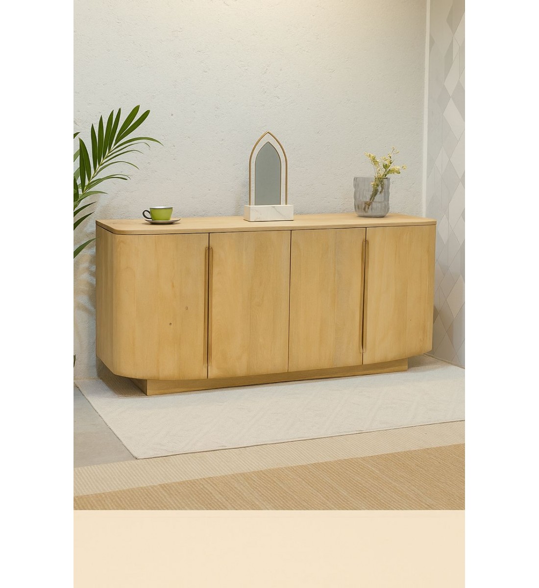 دولاب بوفيه حشب بيج خشبي160×40×80سم دولاب بوفيه حشب بيج خشبي160×40×80سم