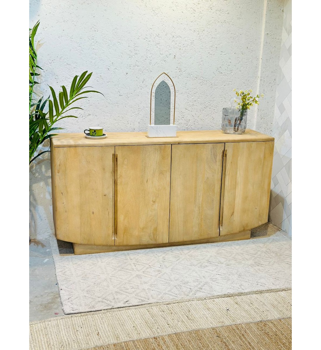 دولاب بوفيه حشب بيج خشبي160×40×80سم دولاب بوفيه حشب بيج خشبي160×40×80سم