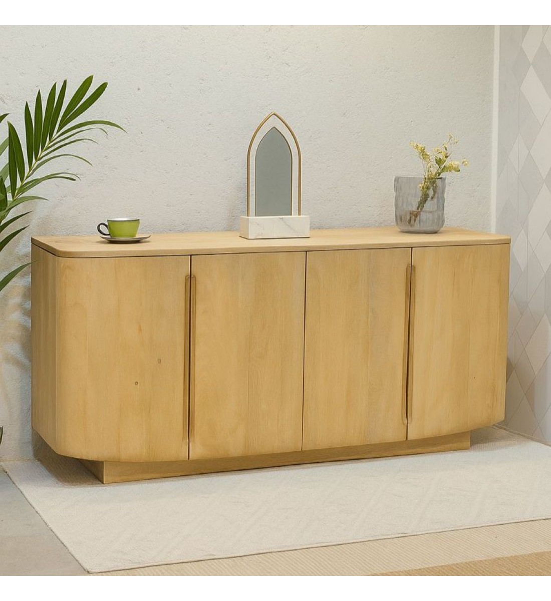 دولاب بوفيه حشب بيج خشبي160×40×80سم دولاب بوفيه حشب بيج خشبي160×40×80سم