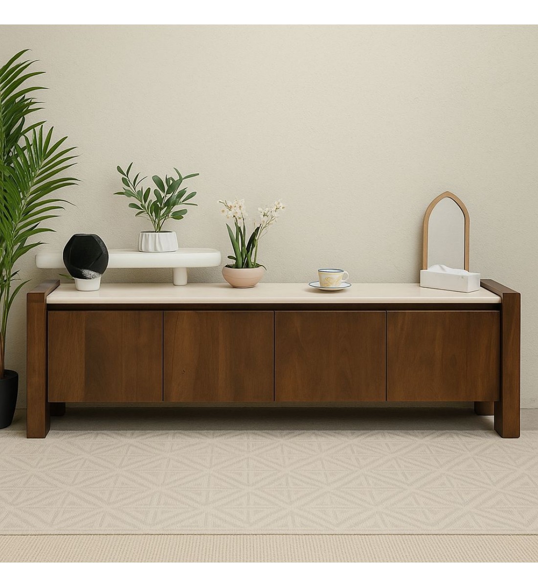  طاولة شاشة بلازما  تلفاز تصميم انيق خشب سح رخام ترفنتينوا 180×45×55سم 