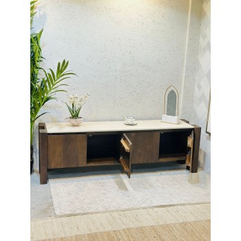  طاولة شاشة بلازما  تلفاز تصميم انيق خشب سح رخام ترفنتينوا 180×45×55سم 