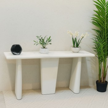طاولة مدخل بتصميم عصري أنيق باللون الأبيض الناعم130×40×75سم 