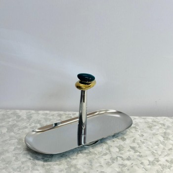 صحن تقديم معدني فاخر بتصميم مستطيل أنيق ولمسات عصرية لامعة،26×11×17سم 