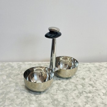 صحن تقديم معدني فاخر بتصميم ثنائي الأوعية، 12×12×22سم 