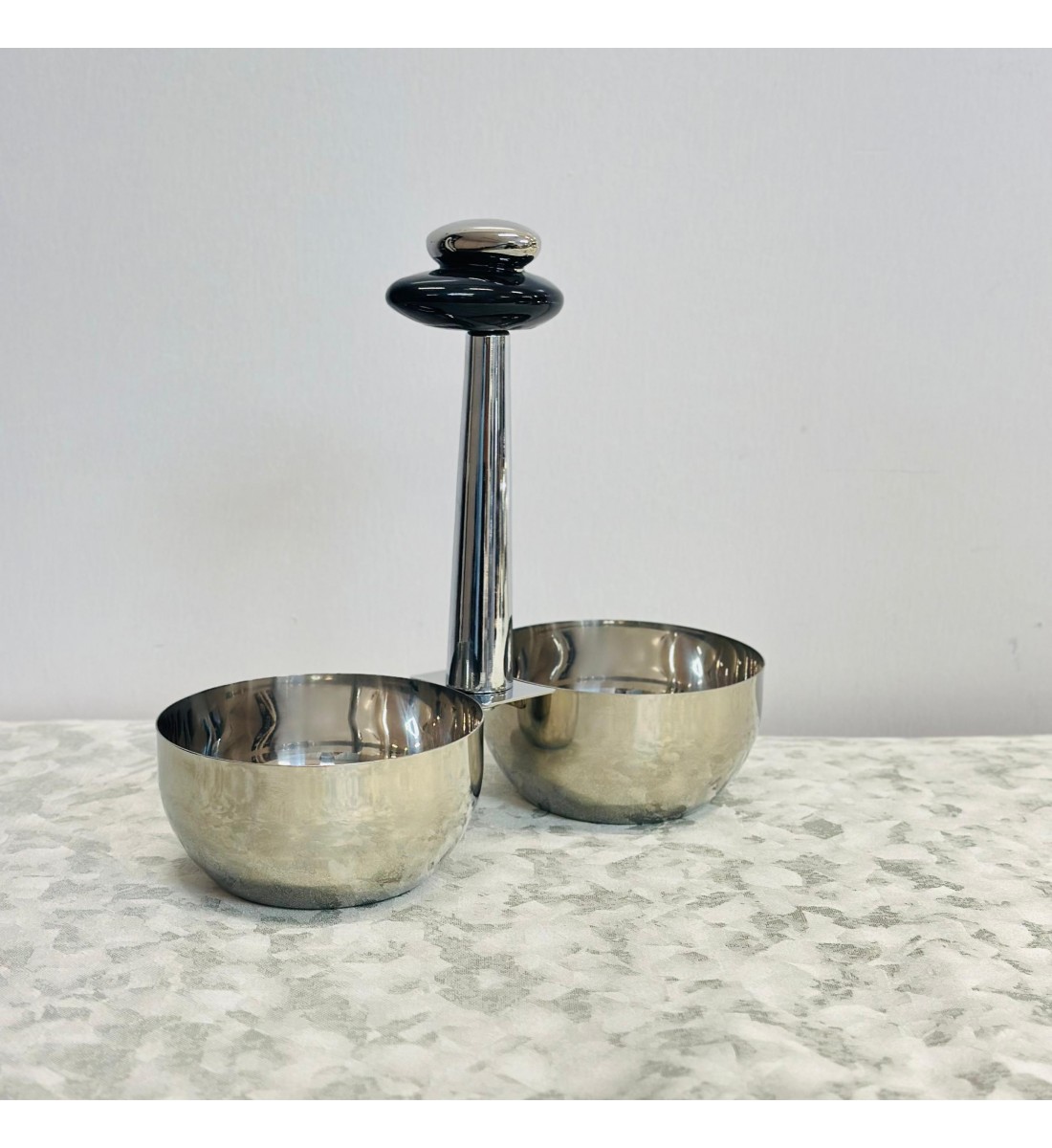 صحن تقديم معدني فاخر بتصميم ثنائي الأوعية، 12×12×22سم صحن تقديم معدني فاخر بتصميم ثنائي الأوعية، 12×12×22سم