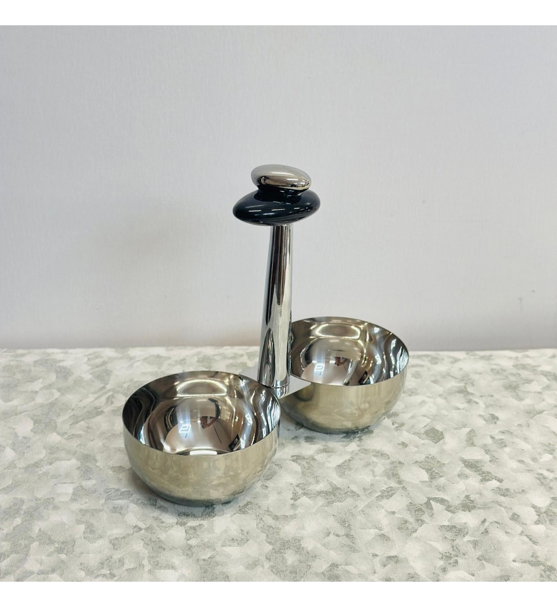 صحن تقديم معدني فاخر بتصميم ثنائي الأوعية، 12×12×22سم صحن تقديم معدني فاخر بتصميم ثنائي الأوعية، 12×12×22سم