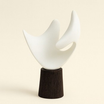 A decorative masterpiece with a stylish, modern design, combining a brown cylindrical base with a rough texture, 42 x 20 x 12 cm