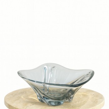 صحن ديكوري فاخر من الزجاج الشفاف بتصميم عصري متموّج الحواف32×24×24سم 