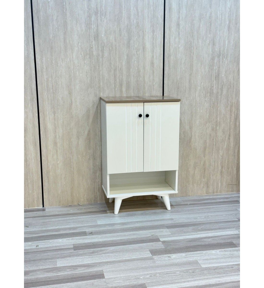 دولاب جزامة خشب مقلم للأحذية  لون ابيض