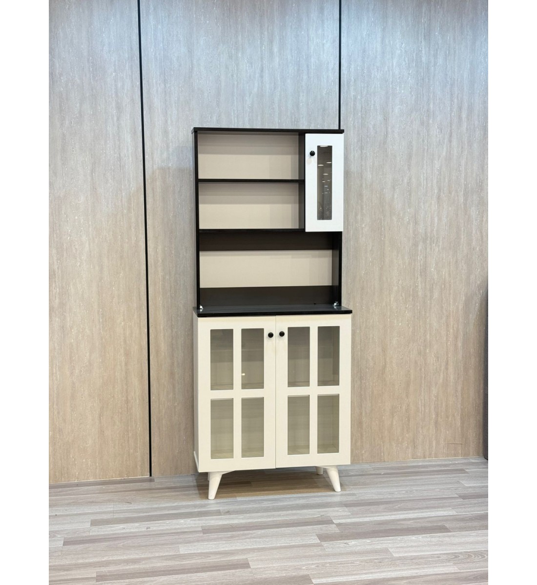 طاولة ركن كوفي خشب  ابيض ريفي مع رف جدار مقاس 100*33*88 سم 