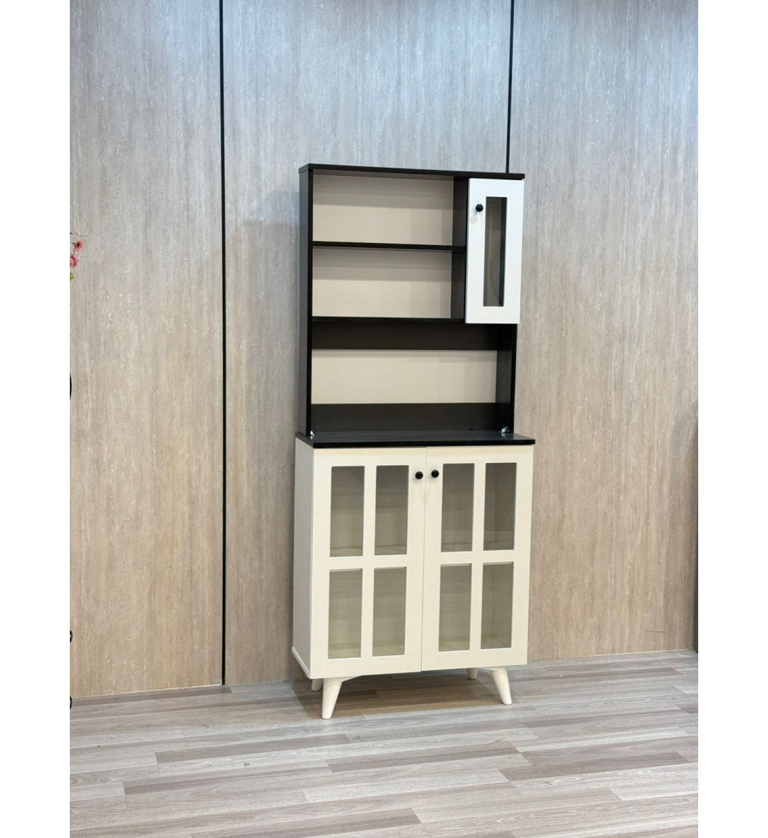 طاولة ركن كوفي خشب  ابيض ريفي مع رف جدار مقاس 100*33*88 سم 