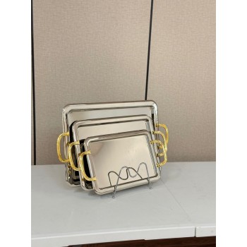 طقم صواني تقديم فاخر بتصميم مستطيل أنيق، 3قطع