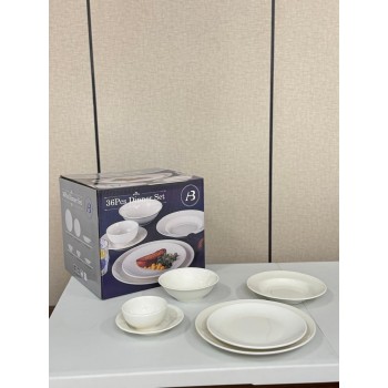 طقم اواني سفرة سيراميك 36 قطعة ابيض 4000052