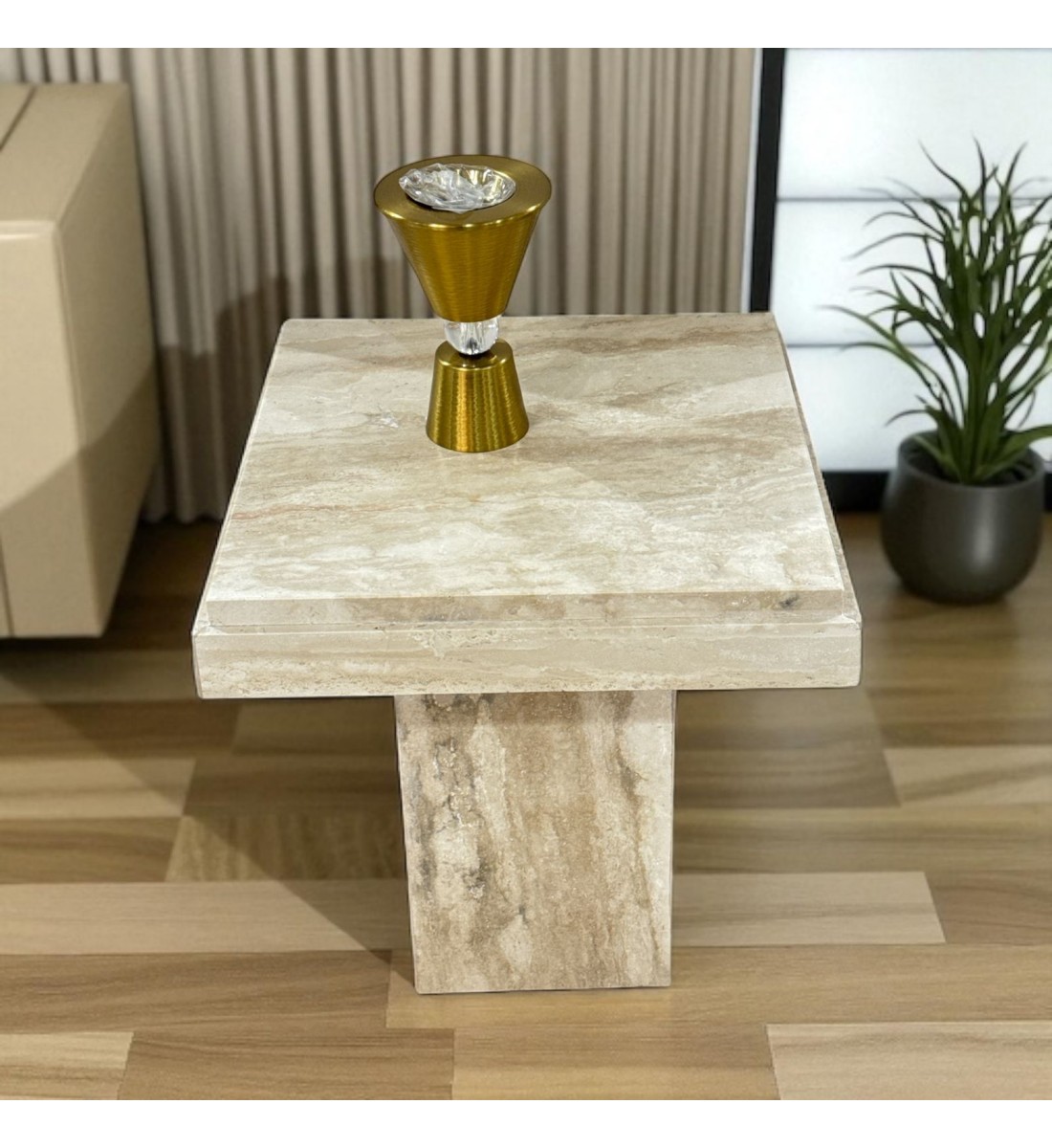 طاولة تقديم رخام ترفنتينوا 42×42×46سم طاولة تقديم رخام ترفنتينوا 42×42×46سم