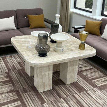 طاولة تقديم رخام ترفنتينوا  80×80×44سم 